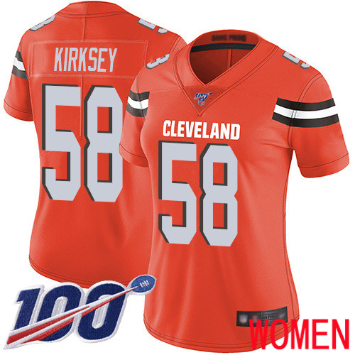 Cleveland Browns Christian Kirksey Women Orange Limited Jersey 58 NFL Football Alternate 100th Season Vapor Untouchable